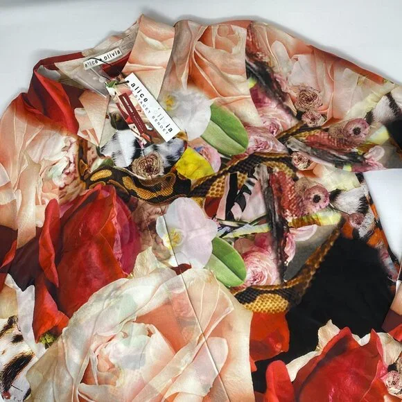 Alice + Olivia x Kelly Dabbah Willa Silk Thrive Blouse XL NWT $395 - Picture 6 of 10